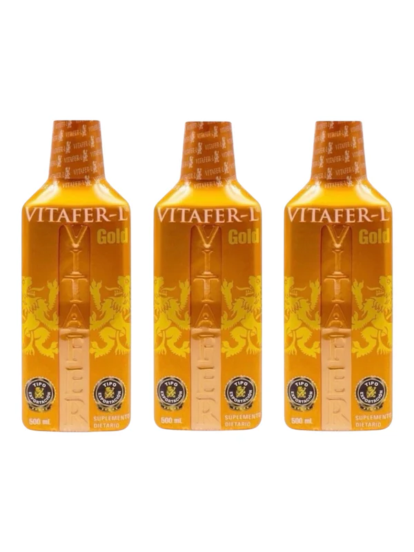 LUCACY VITA - Tienda Oficial Vitafer L-Gold X3 — Pack de 3 Frascos de 500 ml (Ahorro Trimestral)